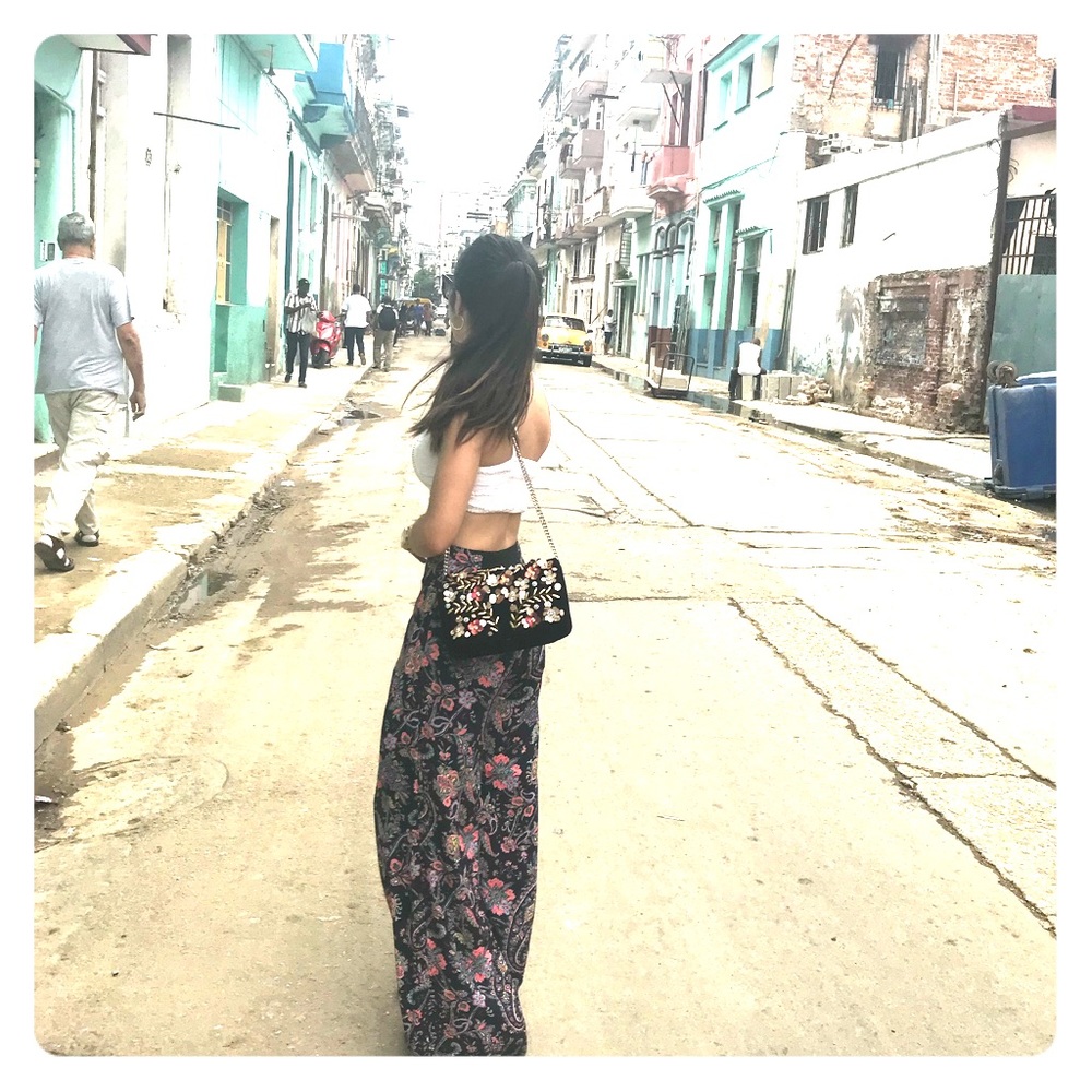 Floral print bohemian pants
